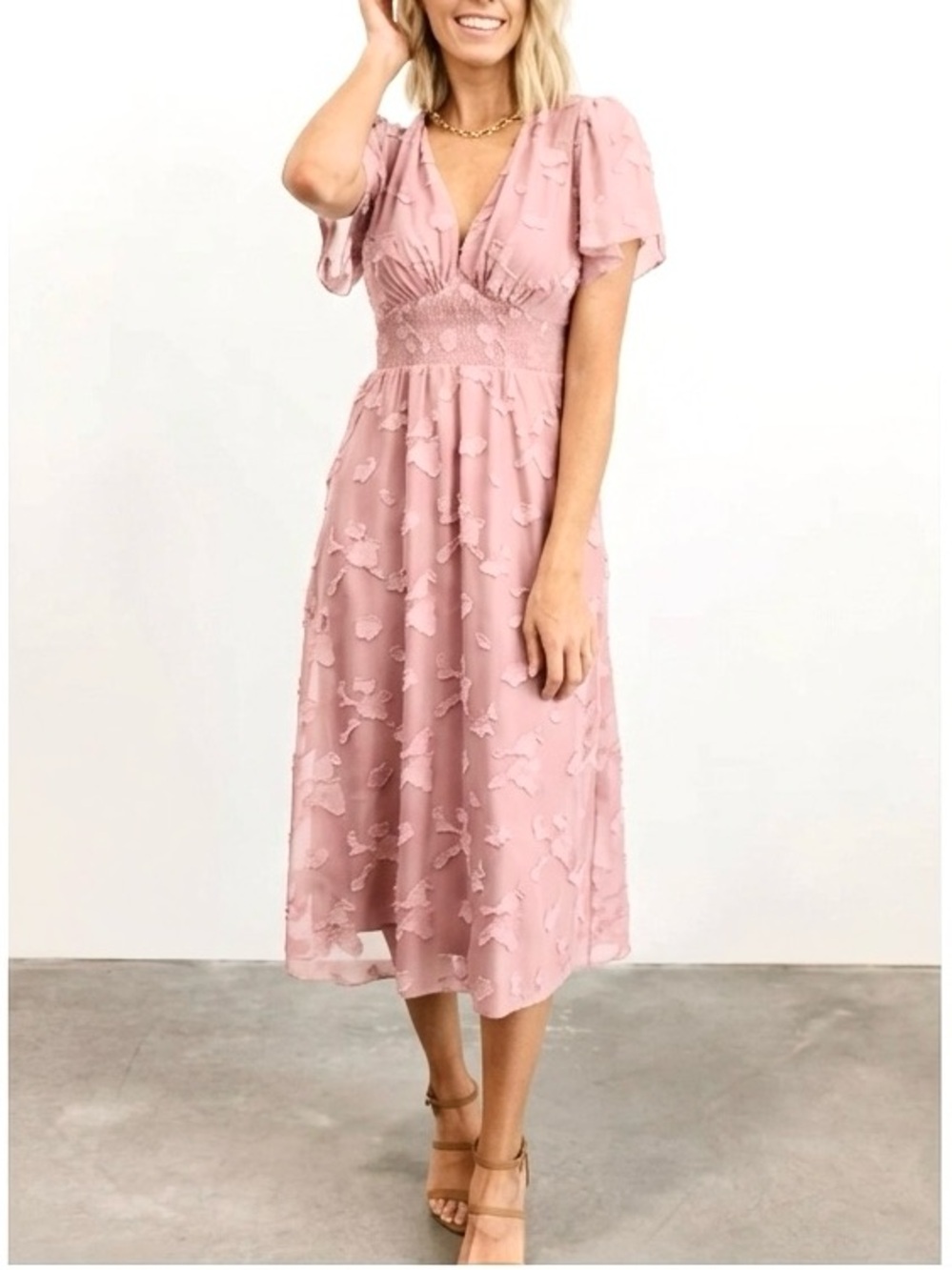 Baltic Born June Smocked Pink MIDI Dress Size XL New
